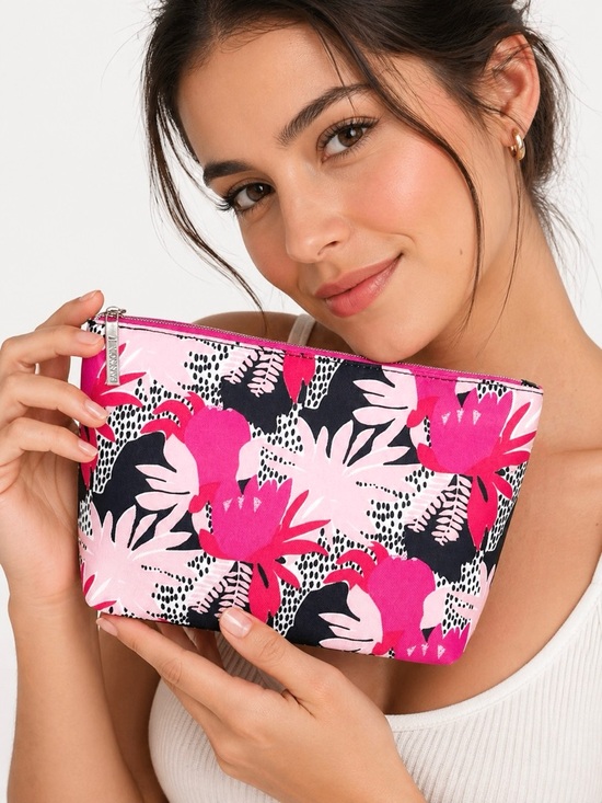 Lancôme Handbags - LANCÔME Paris Cosmetic Bag Floral Print Makeup Travel Accessory Pink/Black NEW